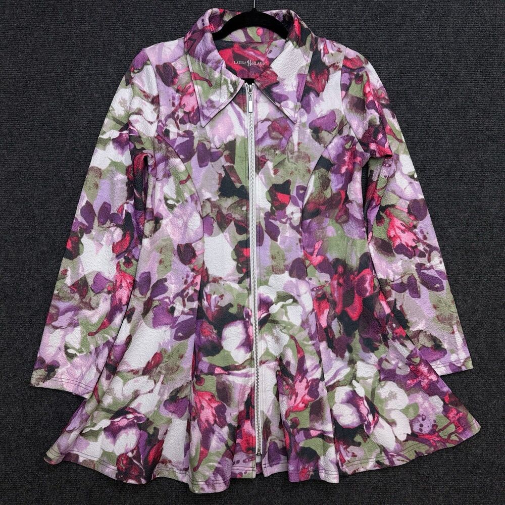 Laura Hlavac Longsleeve Abstract Watercolor Floral Dress Whimsical Artsy Sz S